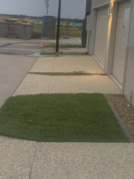 Neat turf square set into a new build